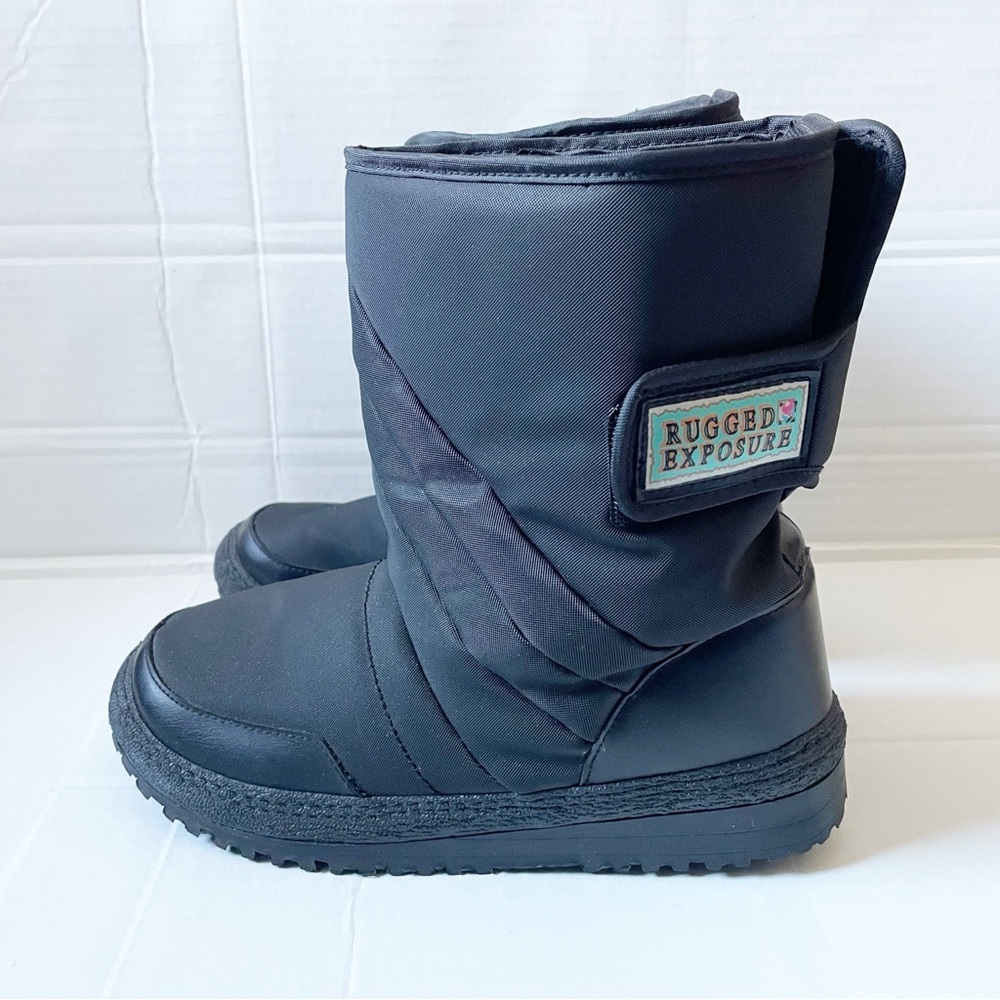 Rugged Exposure Womens Insulated Snow Winter Black Velcro Boots Sz 6